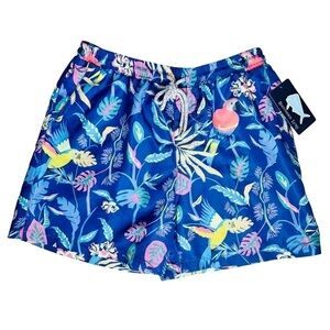 NWT Southern Lure Swim Shorts Parrot Print Blue‎ Lilac Men's Size Small